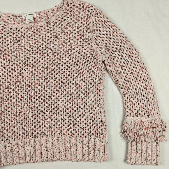 Club Monaco Open Knit Fringe Sleeves Speckled Sweater Size S Cozy Softgirl - Picture 4 of 10